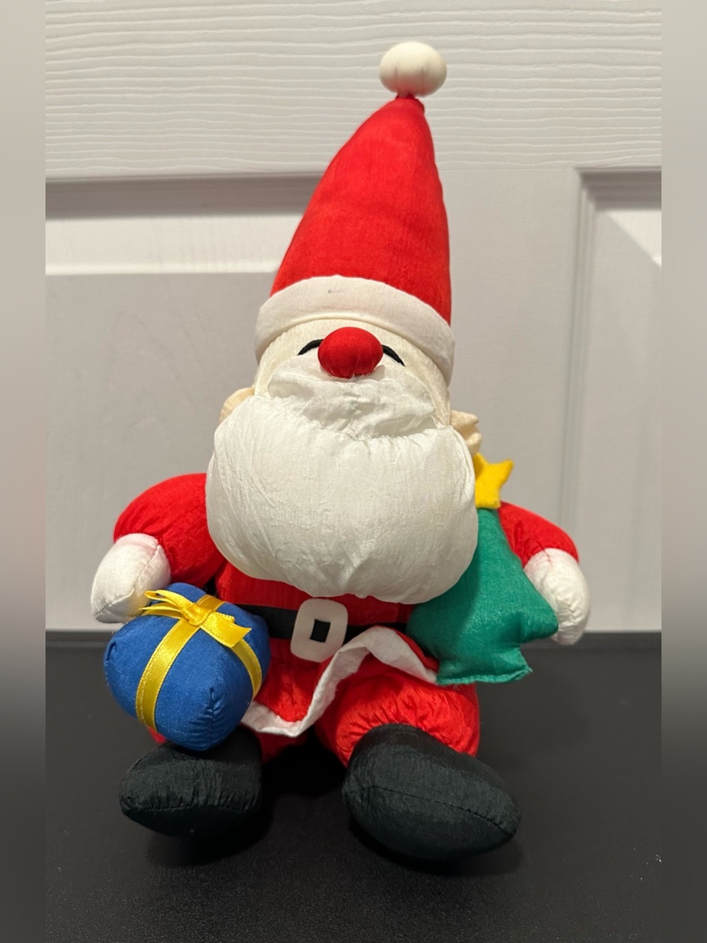 Vtg Parachute Material Santa Claus Plush Stuffed Toy Decoration Christmas *Read